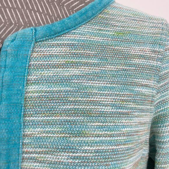 Coldwater Creek Bright Blue Aqua Multi Space Dye Zip Cardigan Sweater Jacket M - Picture 9 of 14